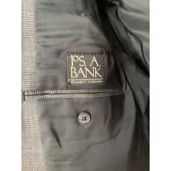 NWT Jos A Bank Travelers Gordon Black Plaid Wool Suit 42R / 37 RY10371 $695 - Picture 3 of 16